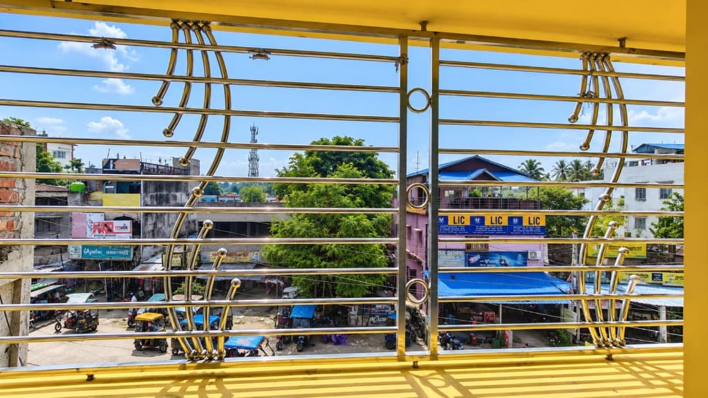 Indira More Pakuahat road and LIC office view from Anandamoyee Guest House balcony